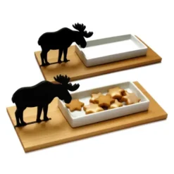 Keksschale Elch – Porzellanschale auf Holzbrett für Plätzchen & Kekse