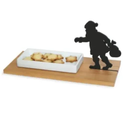 Keksschale Weihnachtsmann – Porzellanschale auf Holzbrett für Plätzchen & Kekse