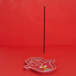Keramik Räucherstäbchenhalter - Lucky Hand, rot