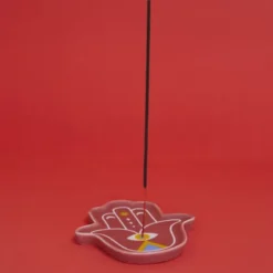 Keramik Räucherstäbchenhalter - Lucky Hand, rot