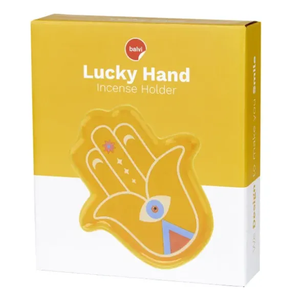 Keramik Räucherstäbchenhalter - Lucky Hand, gelb