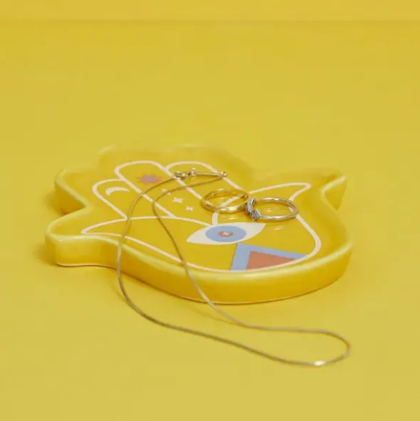 Keramik Räucherstäbchenhalter - Lucky Hand, gelb