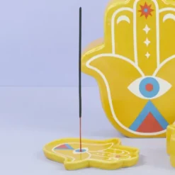 Keramik Räucherstäbchenhalter - Lucky Hand, gelb