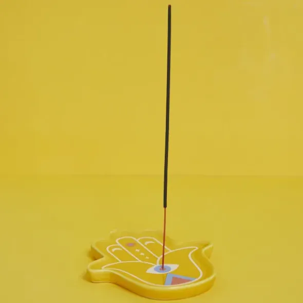 Keramik Räucherstäbchenhalter - Lucky Hand, gelb