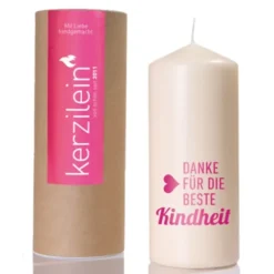 Kerze - Danke für die beste Kindheit, pink