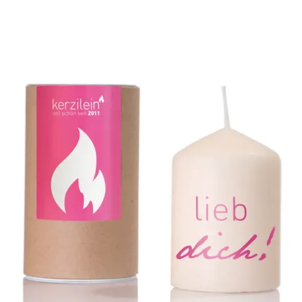 Kerze - lieb dich, pink