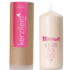 Kerze - Mama ich hab dich lieb, pink
