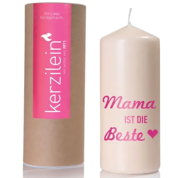 Kerze - Mama ist die Beste, pink