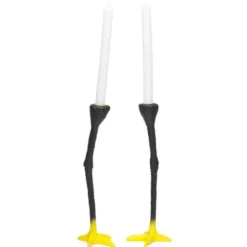 Kerzenständer LONG LEGS 2er-Set schwarz-gelb