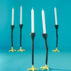 Kerzenständer LONG LEGS 2er-Set schwarz-gelb
