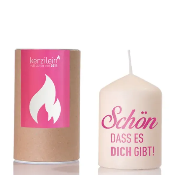 Kerze - Schön dass es dich gibt, pink
