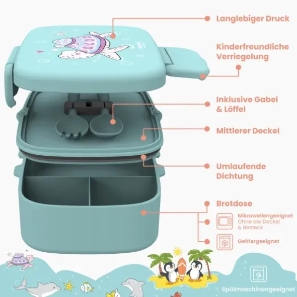 Kinderlunchbox Bento Box Set - Schildkröte mint