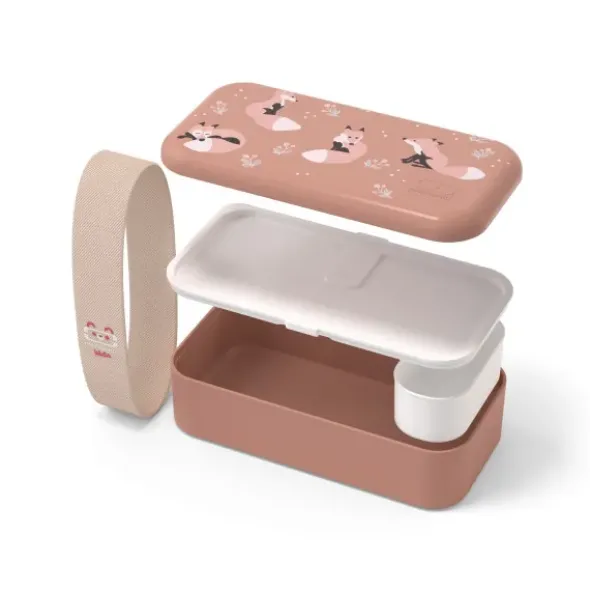 Kinder Lunchbox Fuchsmotiv rosa 500ml mit Fächern