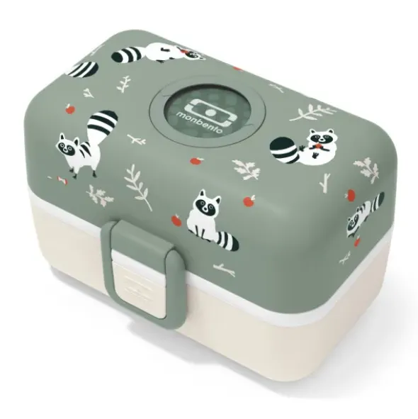 Kinder Lunchbox MB TRESOR Waschbär grün – inklusive 2 Snackboxen