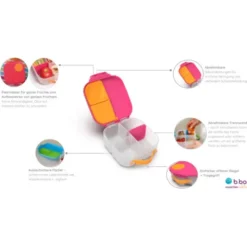 Kinderlunchbox mit 3 Fächern 1000 ml - pink