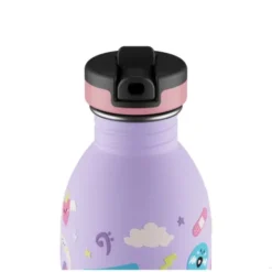 Kindertrinkflasche 0,5 l mit Musik Motiv - Edelstahlflasche mit Strohhalm und Sporttrinkverschluss