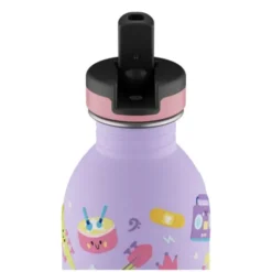 Kindertrinkflasche 0,25 l mit Musik Motiv - Edelstahlflasche mit Strohhalm und Sporttrinkverschluss