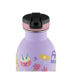 Kindertrinkflasche 0,25 l mit Musik Motiv - Edelstahlflasche mit Strohhalm und Sporttrinkverschluss