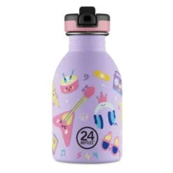 Kindertrinkflasche 0,25 l mit Musik Motiv - Edelstahlflasche mit Strohhalm und Sporttrinkverschluss