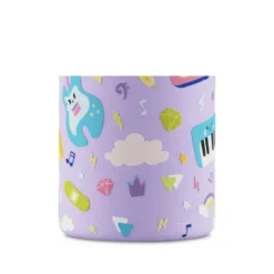 Kindertrinkflasche 0,25 l mit Musik Motiv - Edelstahlflasche mit Strohhalm und Sporttrinkverschluss