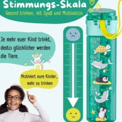 Kindertrinkflasche mit Stimmungs Skala, 0,5 l Meerestiere