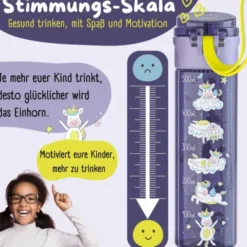 Kindertrinkflasche mit Stimmungs Skala, 0,5 l Einhorn