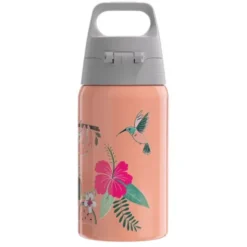 Kindertrinkflasche SHIELD ONE 0,5 l – Edelstahlflasche pastell-orange mit Chamäleon-Motiv
