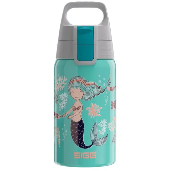 Kindertrinkflasche SHIELD ONE 0,5 l – Edelstahlflasche türkis mit Meerjungfau Motiv