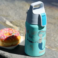 Kindertrinkflasche SHIELD ONE 0,5 l – Edelstahlflasche türkis mit Meerjungfau Motiv