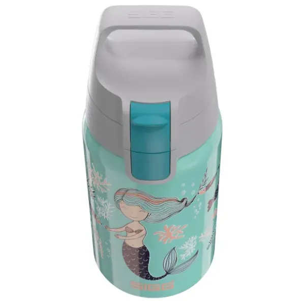 Kindertrinkflasche SHIELD ONE 0,5 l – Edelstahlflasche türkis mit Meerjungfau Motiv