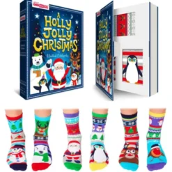 Kinder Weihnachtssocken Buch A HOLLY JOLLY CHRISTMAS 6 Einzelsocken Gr. 30½-38½
