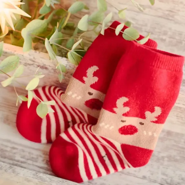 Kinder Weihnachtssocken Rentier Gr. 1-2 Jahre (14-17)