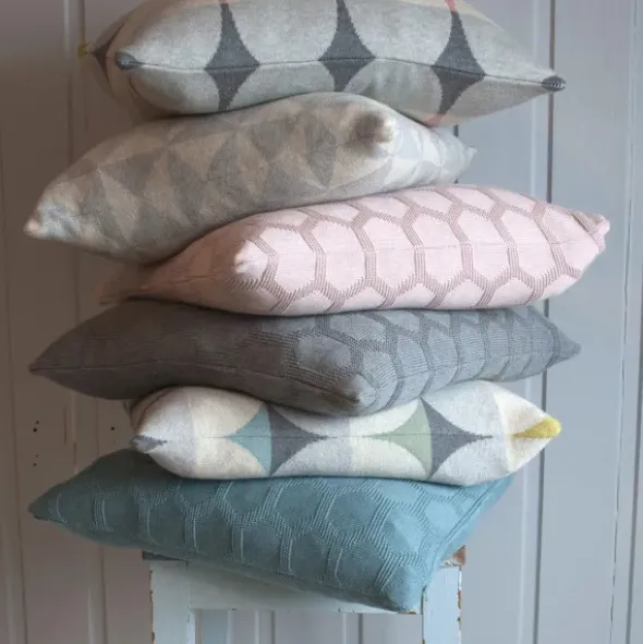 Kissenbezug Herdis sea blue - Baumwolle gestrickt, 48 x 48 cm