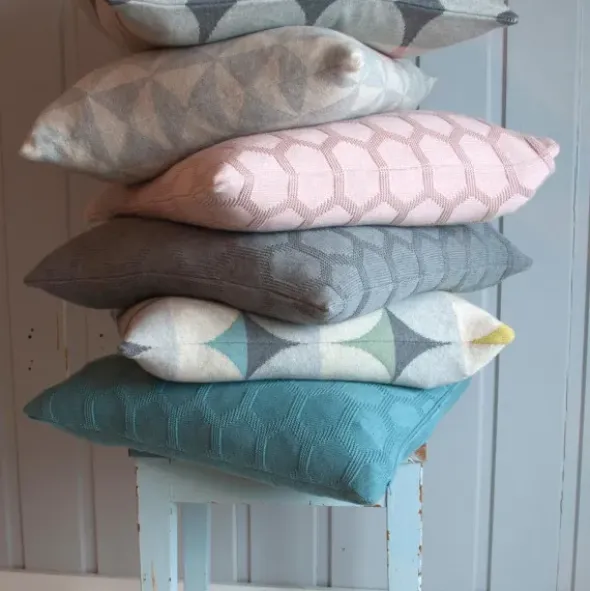 Kissenbezug Herdis sea blue - Baumwolle gestrickt, 48 x 48 cm