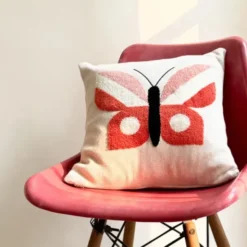 Kissenbezug Schmetterling pink - Baumwollkissen 38 x 38 cm