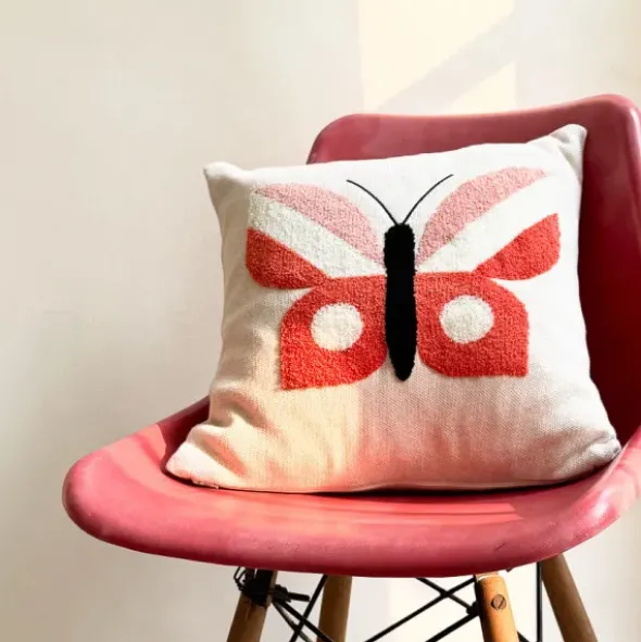 Kissenbezug Schmetterling pink - Baumwollkissen 38 x 38 cm
