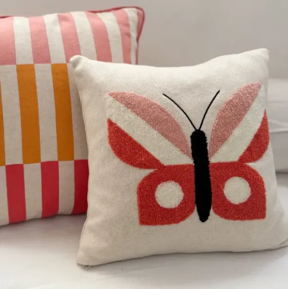 Kissenbezug Schmetterling pink - Baumwollkissen 38 x 38 cm