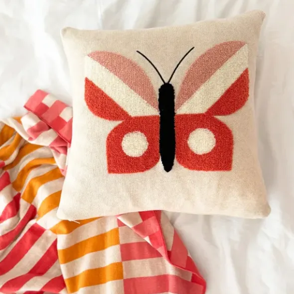 Kissenbezug Schmetterling pink - Baumwollkissen 38 x 38 cm