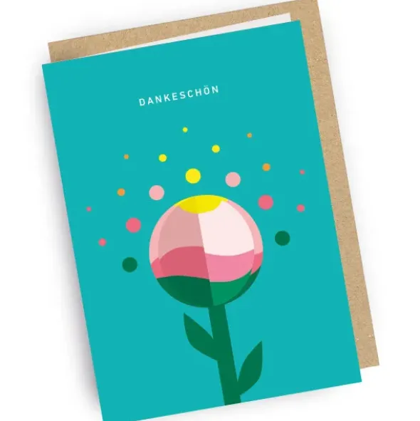 Klappkarte Dankeschön mit 3D Blumen Motiv
