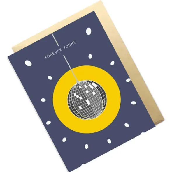 Klappkarte Forever Young mit 3D Discokugel Motiv