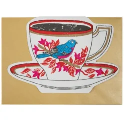 Klappkarte Tasse mit Vogel – Cut Out Grußkarte / Einladungskarte mit Umschlag