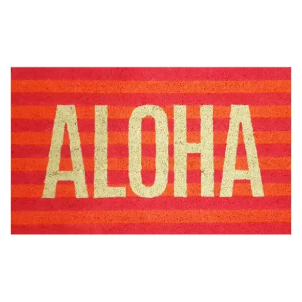 Kokos Fußmatte ALOHA - orange / pink gestreift 75 x 46 cm