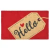 Kokos Fußmatte Hello, Herz rot 75 x 46 cm
