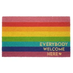 Kokos Fußmatte REGENBOGEN - everybody welcome - 75 x 46 cm