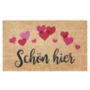 Kokos Fußmatte SCHÖN HIER - Herzen pink 75 x 46 cm