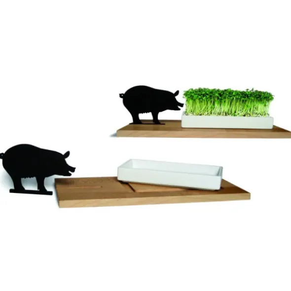 Kresseschale Schwein – Porzellanschale auf Holzbrett für Kresse & Microgreens