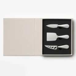 Käsemesser-Set im Aufbewahrungsbuch 3-teilig – Käsemesser, Käsemeißel & Parmesanmesser