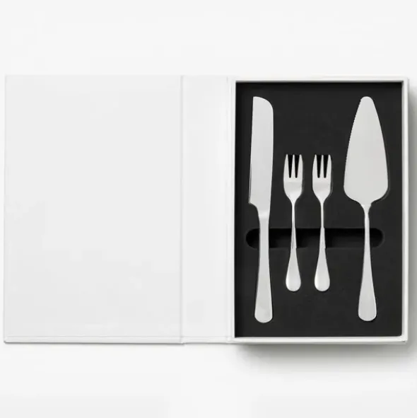 Kuchenbesteck-Set im Aufbewahrungsbuch 8-teilig – Tortenheber, Tortenmesser & 6 Kuchengabeln