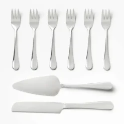 Kuchenbesteck-Set im Aufbewahrungsbuch 8-teilig – Tortenheber, Tortenmesser & 6 Kuchengabeln