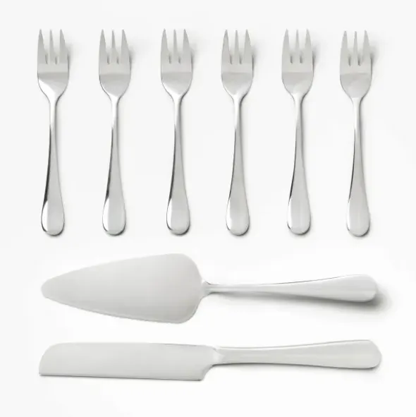 Kuchenbesteck-Set im Aufbewahrungsbuch 8-teilig – Tortenheber, Tortenmesser & 6 Kuchengabeln